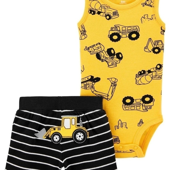 Carters Set Construction Onesie Shorts Newborn - Picture 1 of 6